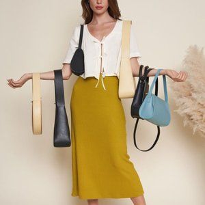 Whimsy + Row | Finn Skirt in Chartreuse Rib (NWOT)